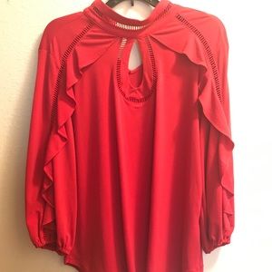 Red Ruffled, keyhole top!